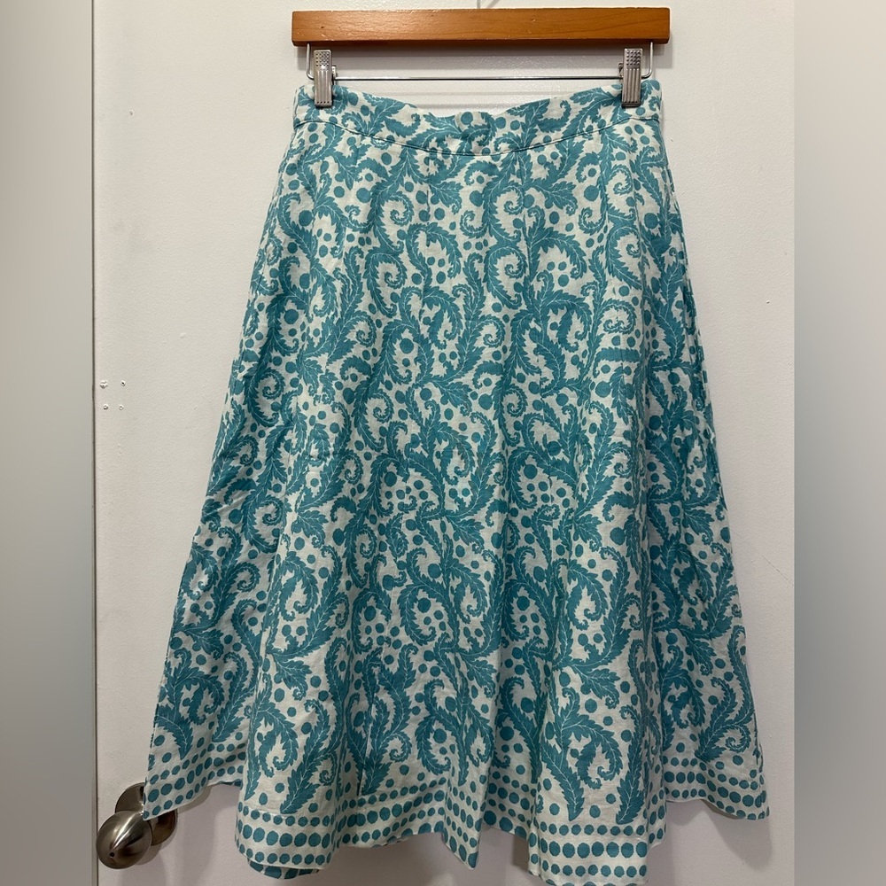 Boden Cora Linen Paisley Print Skir Sz 6 - Picture 2 of 8